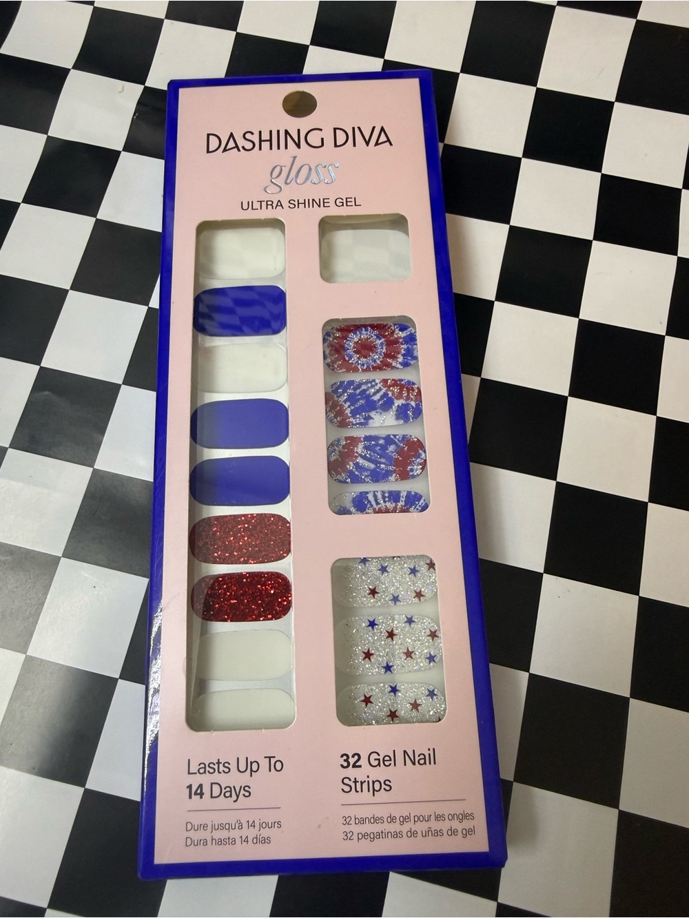 Dashing Diva Gloss Ultra Shine Gel Press-On Nails - Red, Blue, White